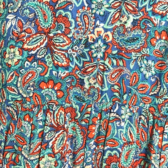 J. Jill Women’s Size L Coastal Ruffles Sleeveless Midi Dress Blue Paisley - Picture 8 of 9